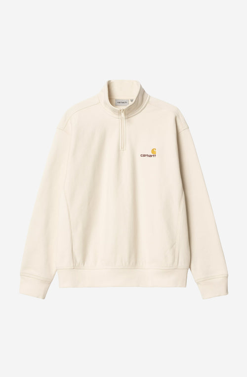 Carhartt WIP – Sweatshirt mit halbem Reißverschluss und amerikanischem Schriftzug, Natur
