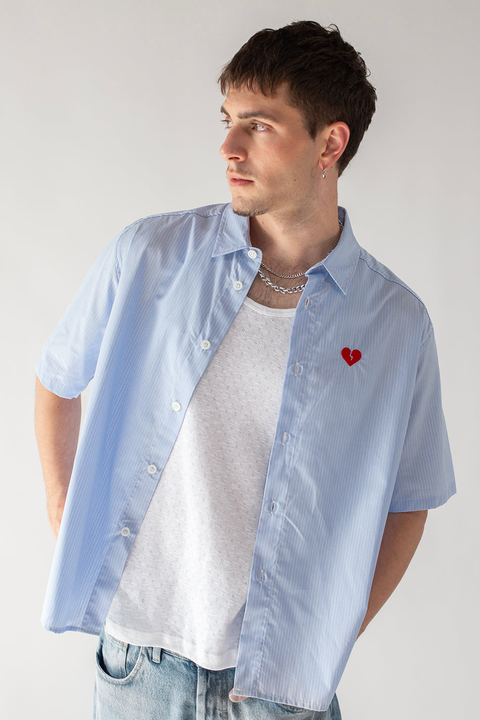 Loui Heart Chemise Bleu/ Blanc