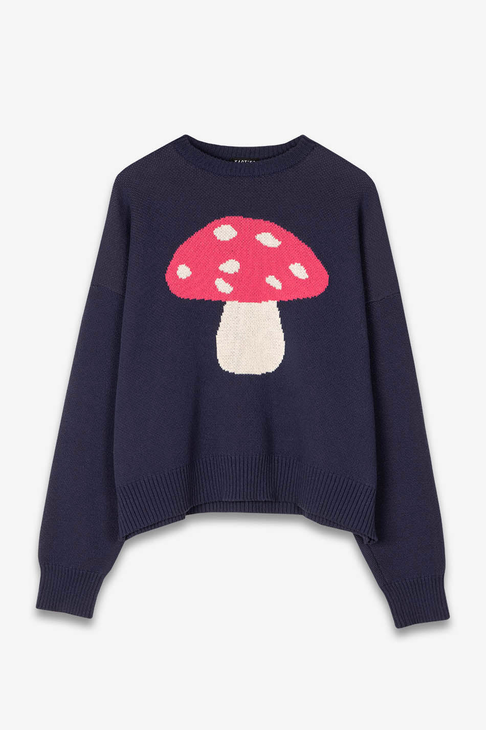 Marineblauer Pullover mit Pilzmuster