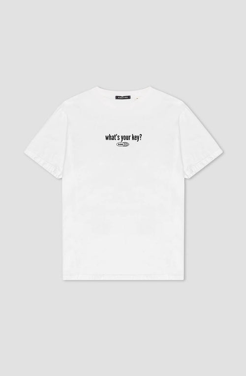 Washed What's your Key White T-shirt