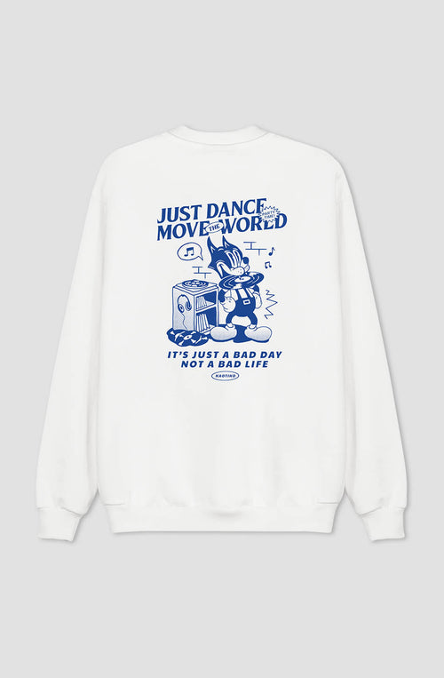 Sudadera Organic Cotton Just Dance Cat Music Blanc