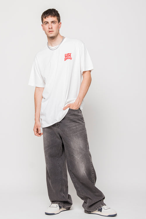T-shirt blanc Washed Lazy