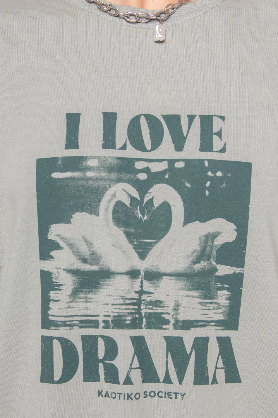 T-shirt vert cygnes lavés