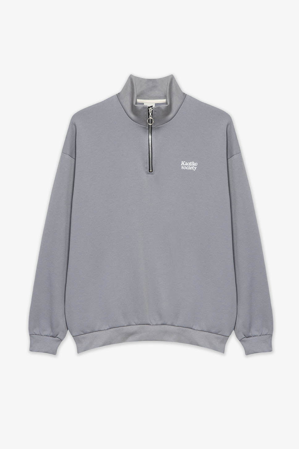 Hellblaues Kaotiko Society-Sweatshirt mit halbem Reißverschluss