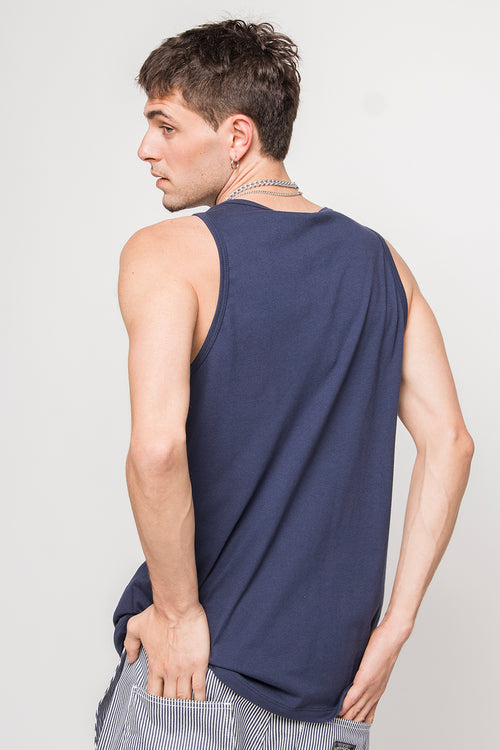 Kaotiko Palms Navy Tank Top