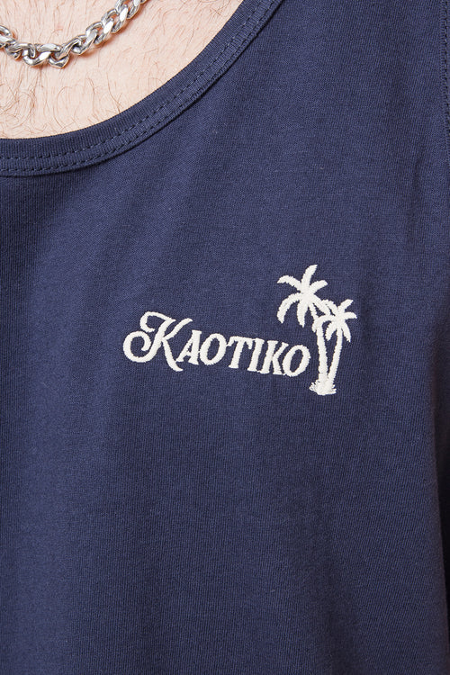 Kaotiko Palms Navy Tank Top