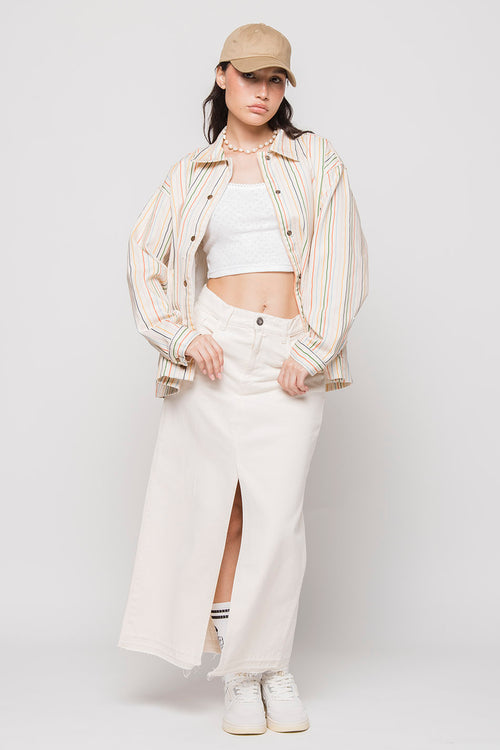 Langer Jeansrock in Stein