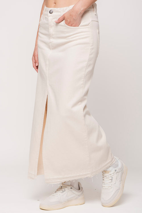 Langer Jeansrock in Stein