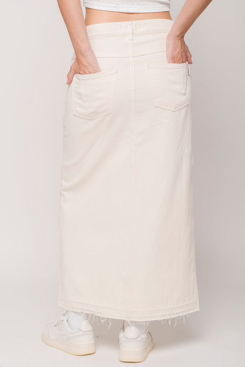 Langer Jeansrock in Stein