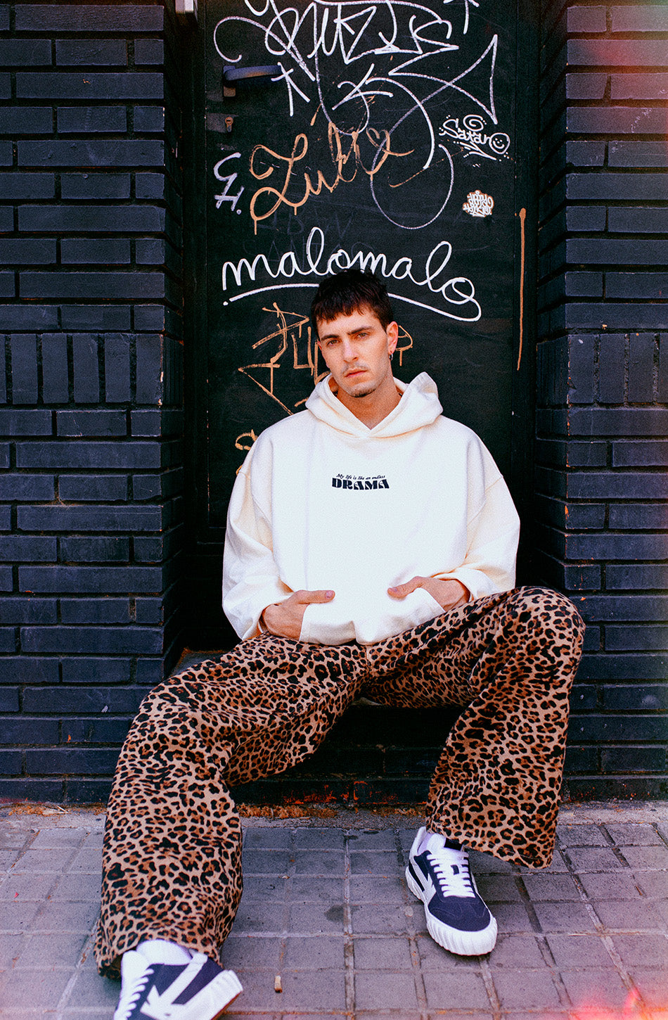 Pantalon Ample en Léopard Marron
