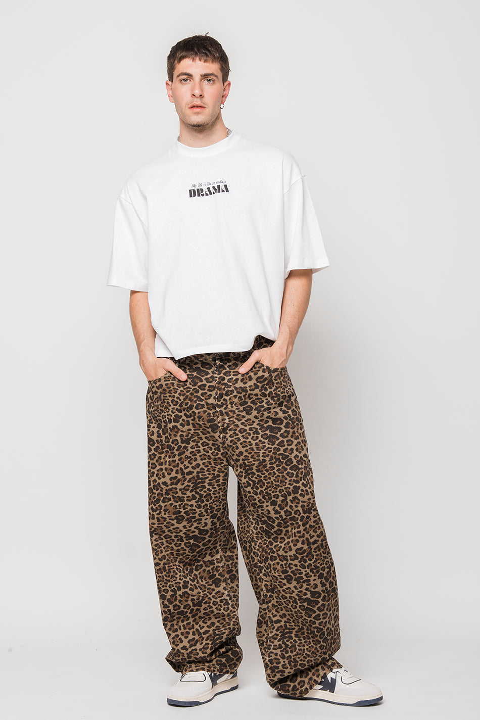 Pantalon Ample en Léopard Marron