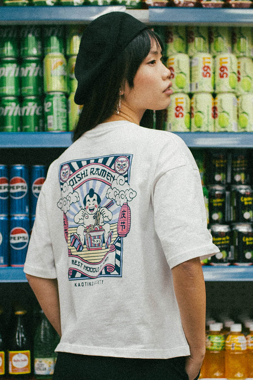 Weißes Oishi Ramen-T-Shirt aus Bio-Baumwolle