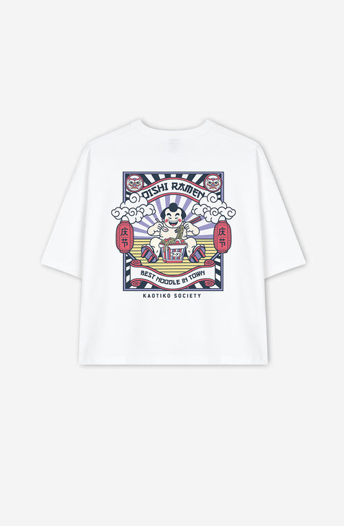 Weißes Oishi Ramen-T-Shirt aus Bio-Baumwolle