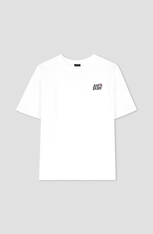 T-shirt blanc en coton biologique Just Enjoy