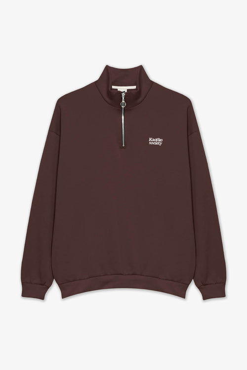 Sweatshirt semi-fermé Kaotiko Society Marron