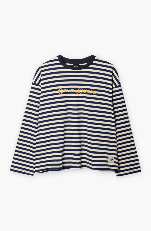 Cheers T-shirt, Darling Stripes Navy