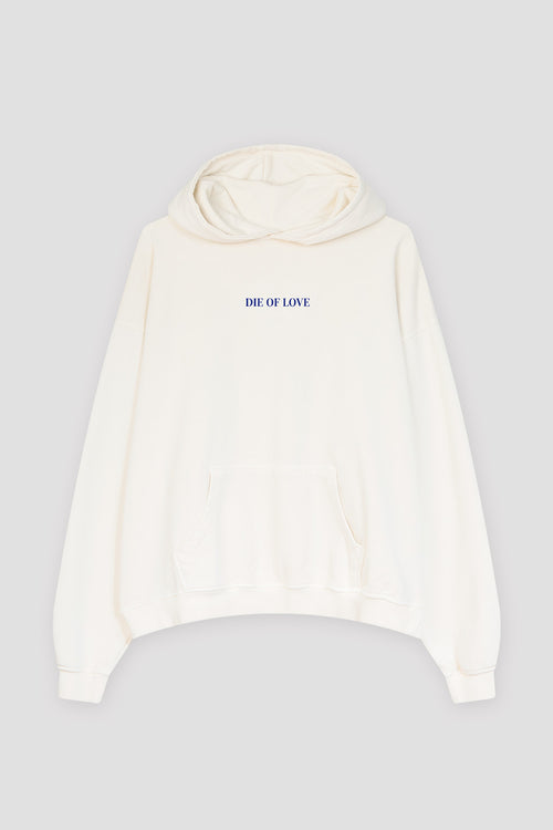 Gewaschenes Sweatshirt „Die Of Love“ in Elfenbein