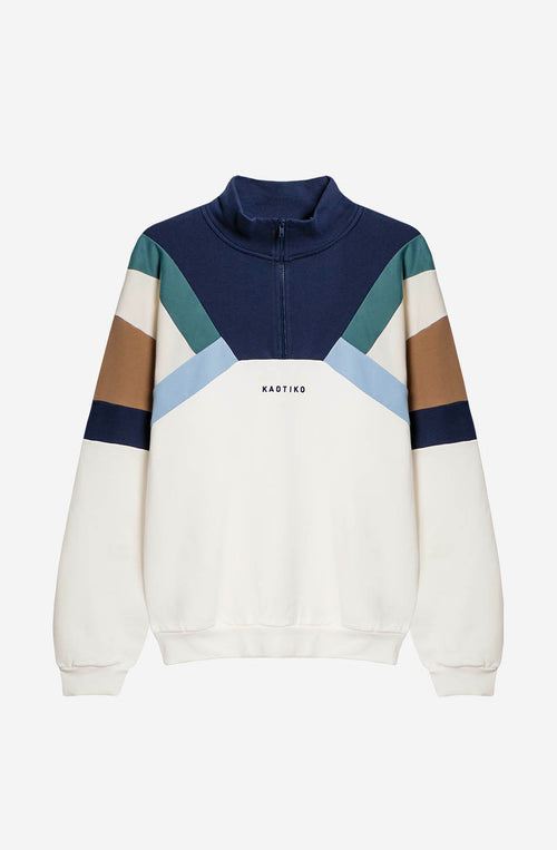 Aleck elfenbein/marineblaues Sweatshirt