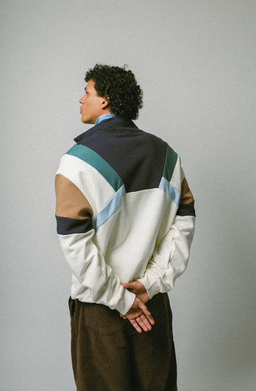 Aleck elfenbein/marineblaues Sweatshirt