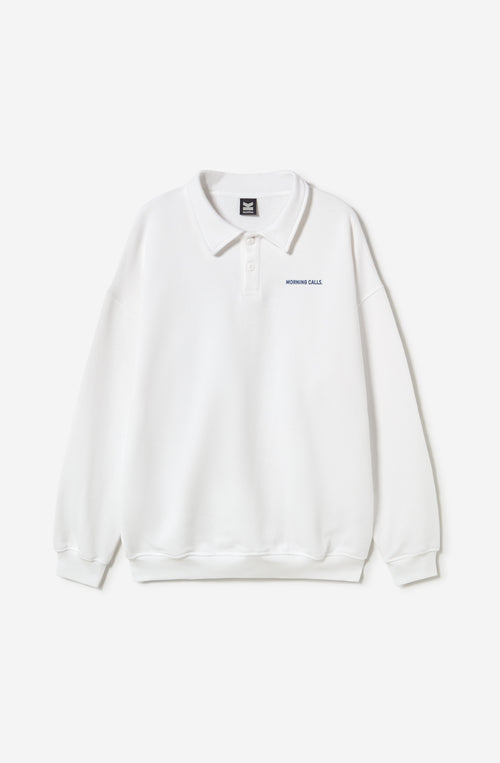 Morning Calls Bio-Baumwoll-Polo-Sweatshirt, weiß