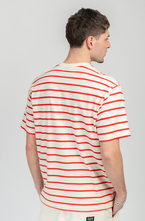 T-shirt Coffee Culture Stripes Red/Ivory