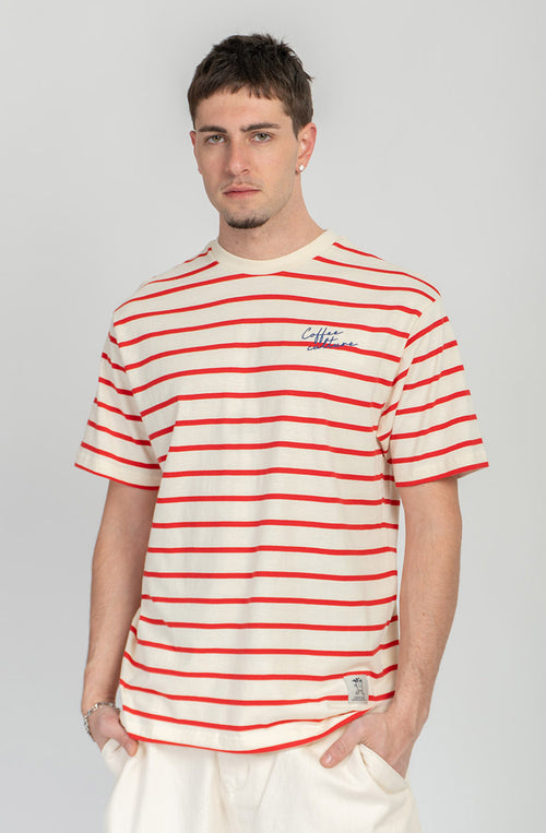 T-shirt Coffee Culture Stripes Red/Ivory
