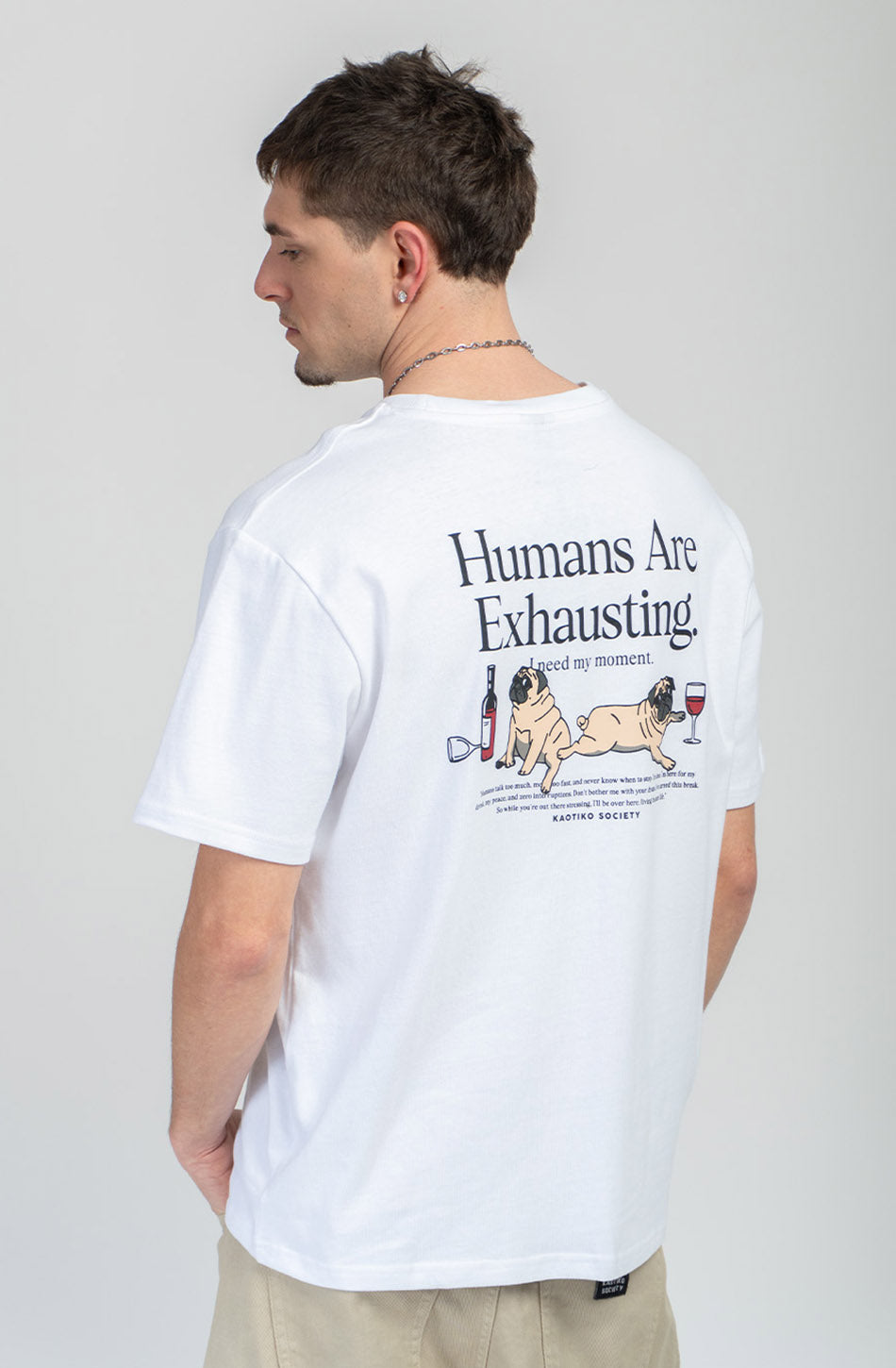 T-shirt Humans Are Exhausting en coton biologique blanc