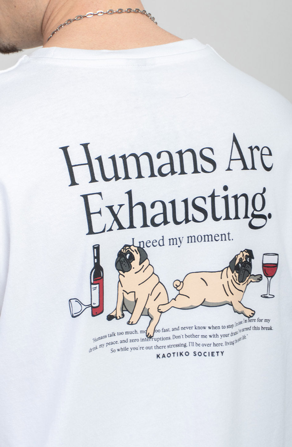 T-shirt Humans Are Exhausting en coton biologique blanc