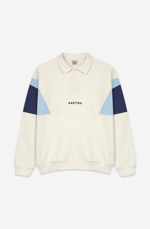 Harry Polo-Sweatshirt in Elfenbein/Marineblau/Himmelblau
