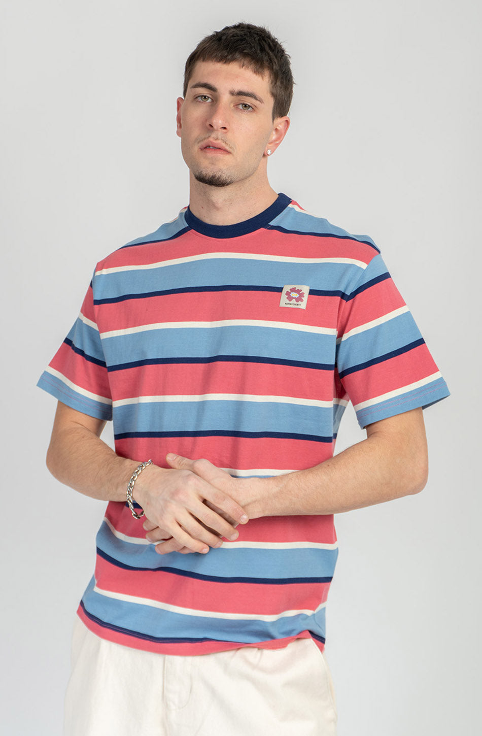 T-shirt Stripes Island Blue/ Pink