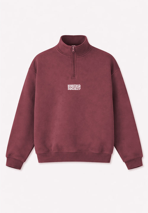 Sudadera Zipper Focus Burgundy unisex de algodón Kaotiko BCN