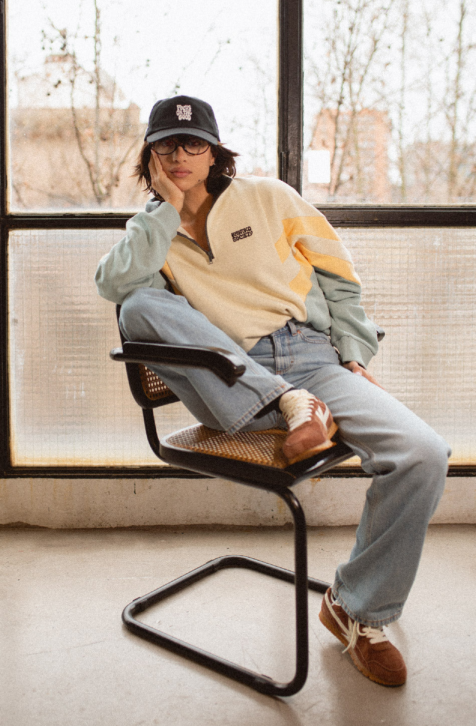 Sweat à capuche Half-Zip Clark Bone/Cloud