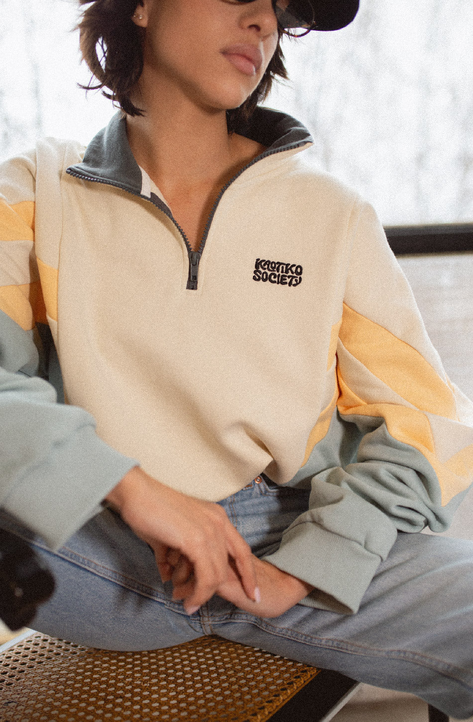 Sweat à capuche Half-Zip Clark Bone/Cloud