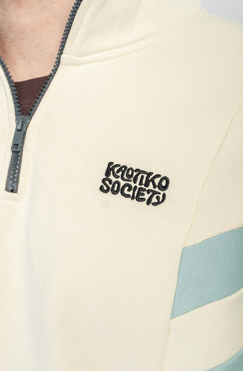 Sweat-shirt à demi-zip Clark Bone/Green