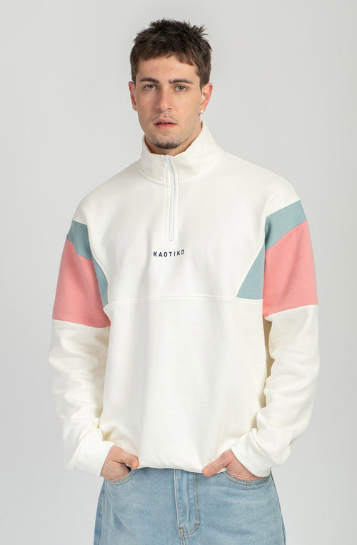 Sweat Arthur Ivoire/Bleu pâle/Saumon