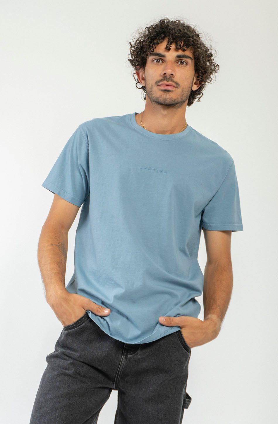 T-shirt Basic bleu délavé
