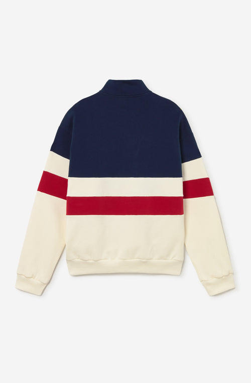 Sweat-shirt à capuche zippé Carter ivoire/bleu/salsa pour homme