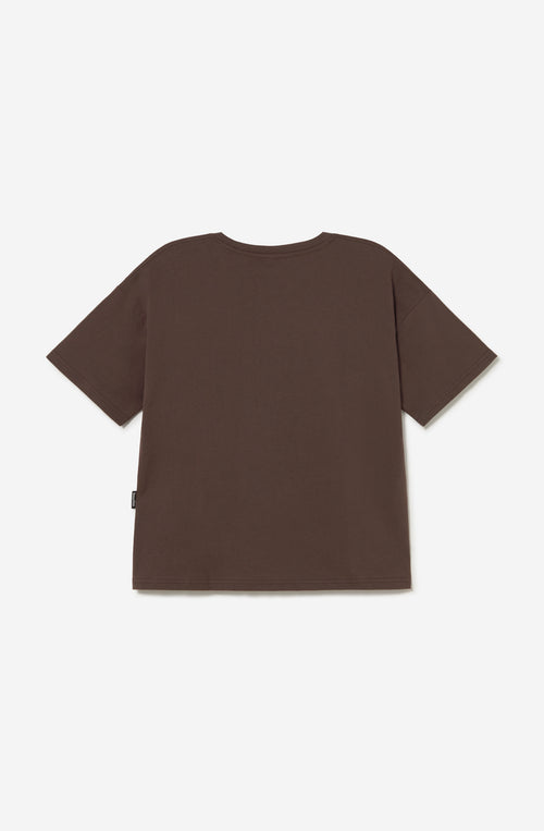 T-shirt Cropped Bouquet Organic Cotton Brown
