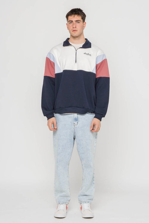 Sweat-shirt Colin Marine/Baby Blue/ Grenat