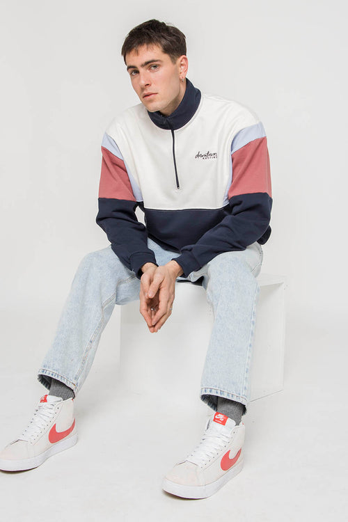 Sweat-shirt Colin Marine/Baby Blue/ Grenat