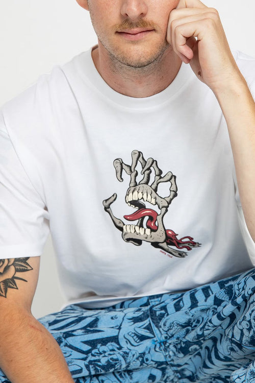 Tee-shirt Santa Cruz Bone Hand Cruz Front White