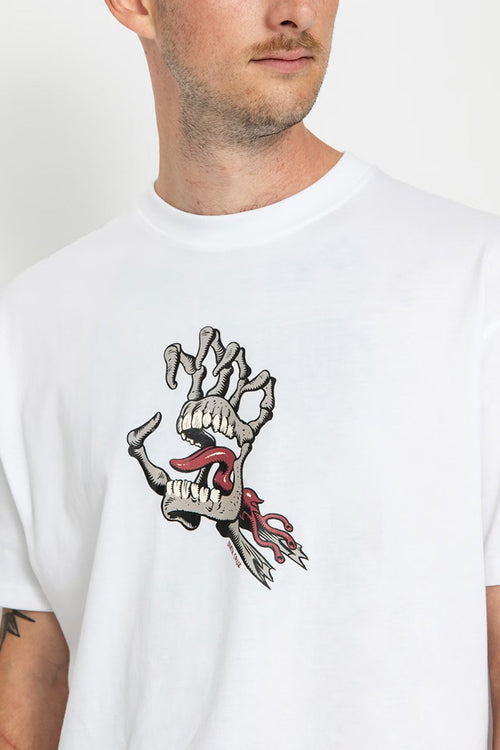 Tee-shirt Santa Cruz Bone Hand Cruz Front White