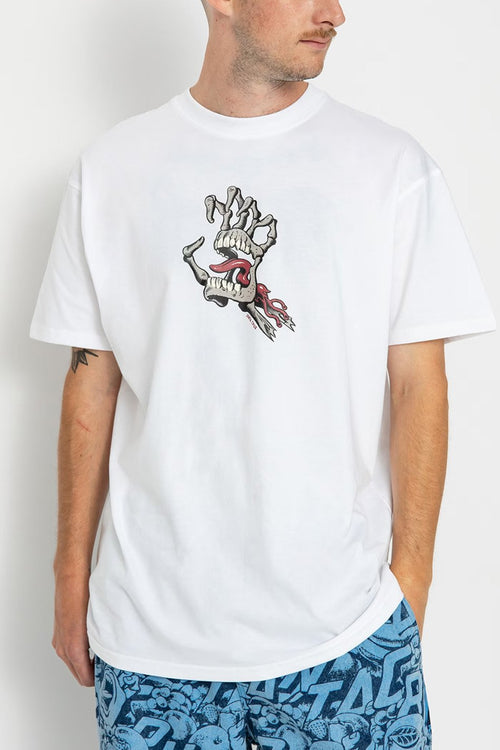 Tee-shirt Santa Cruz Bone Hand Cruz Front White