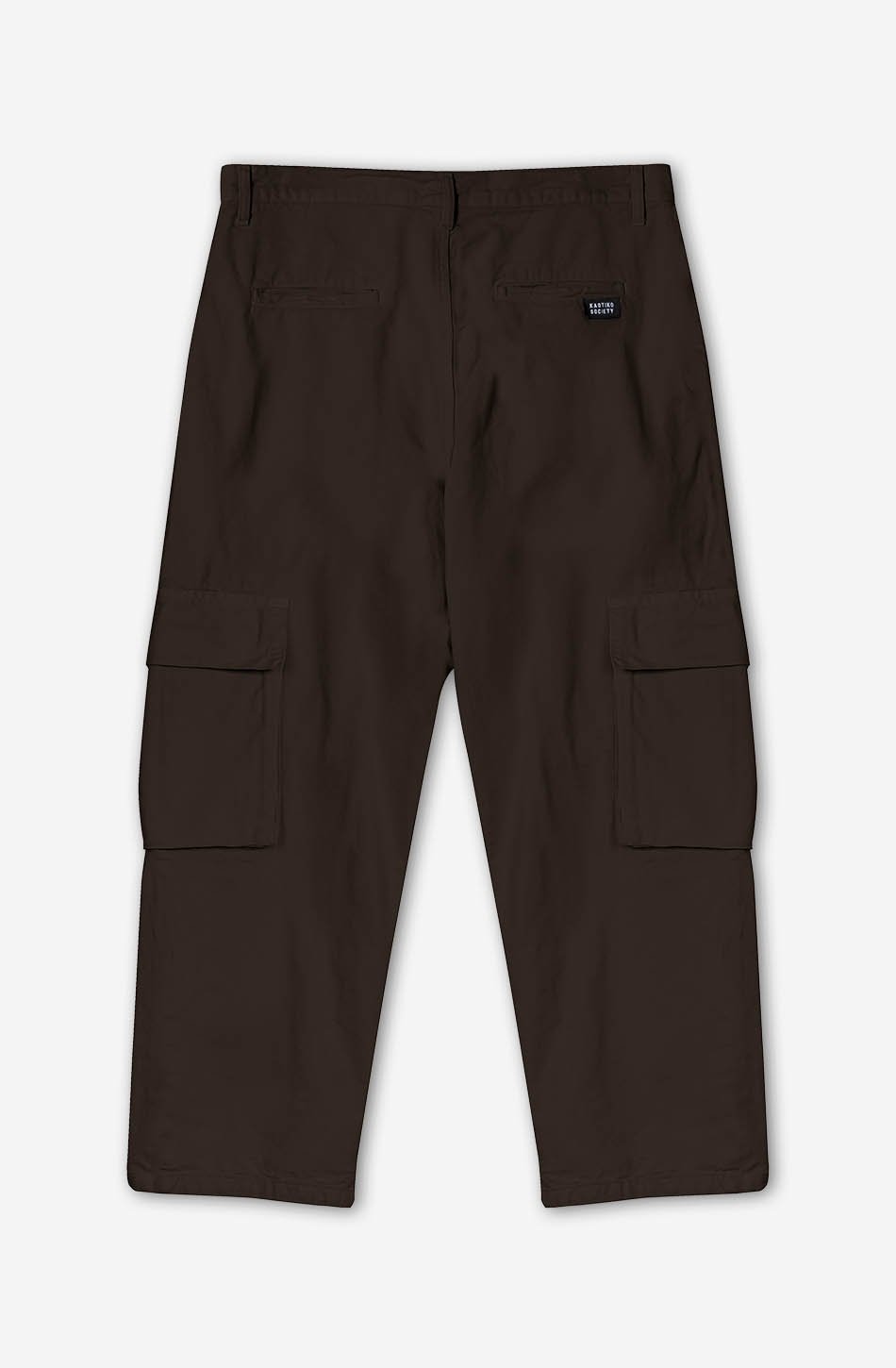 Relaxed Canvas Cargohose in Braun