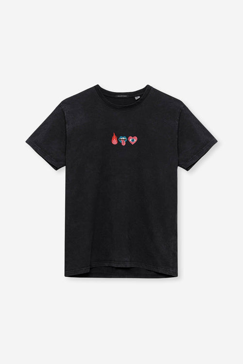 Tee-shirt Washed Mouth Black