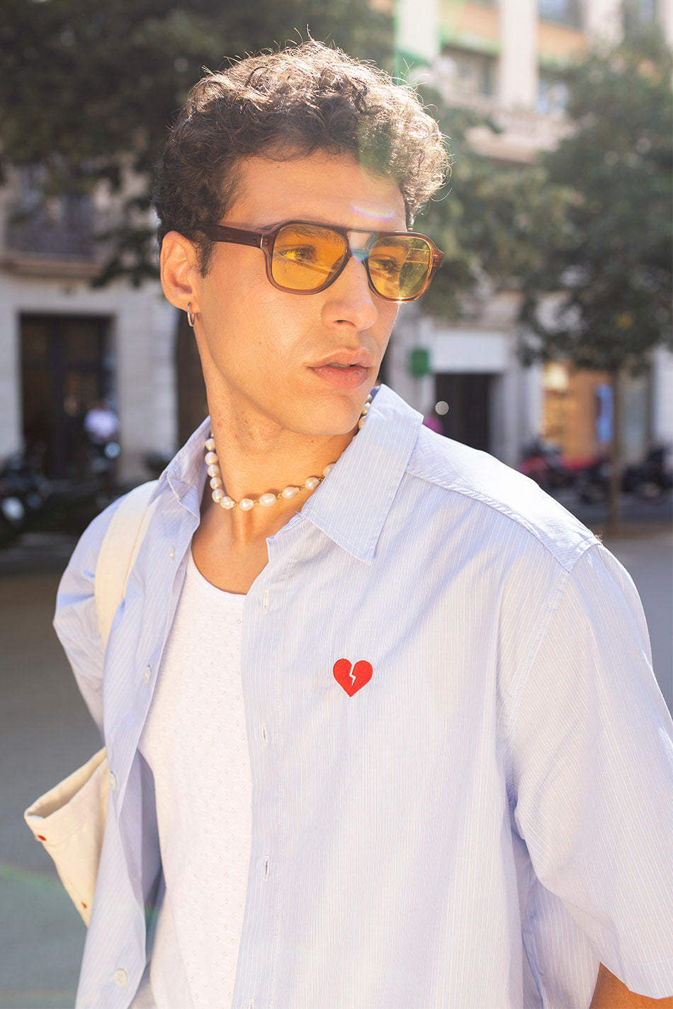 Loui Heart Chemise Bleu/ Blanc