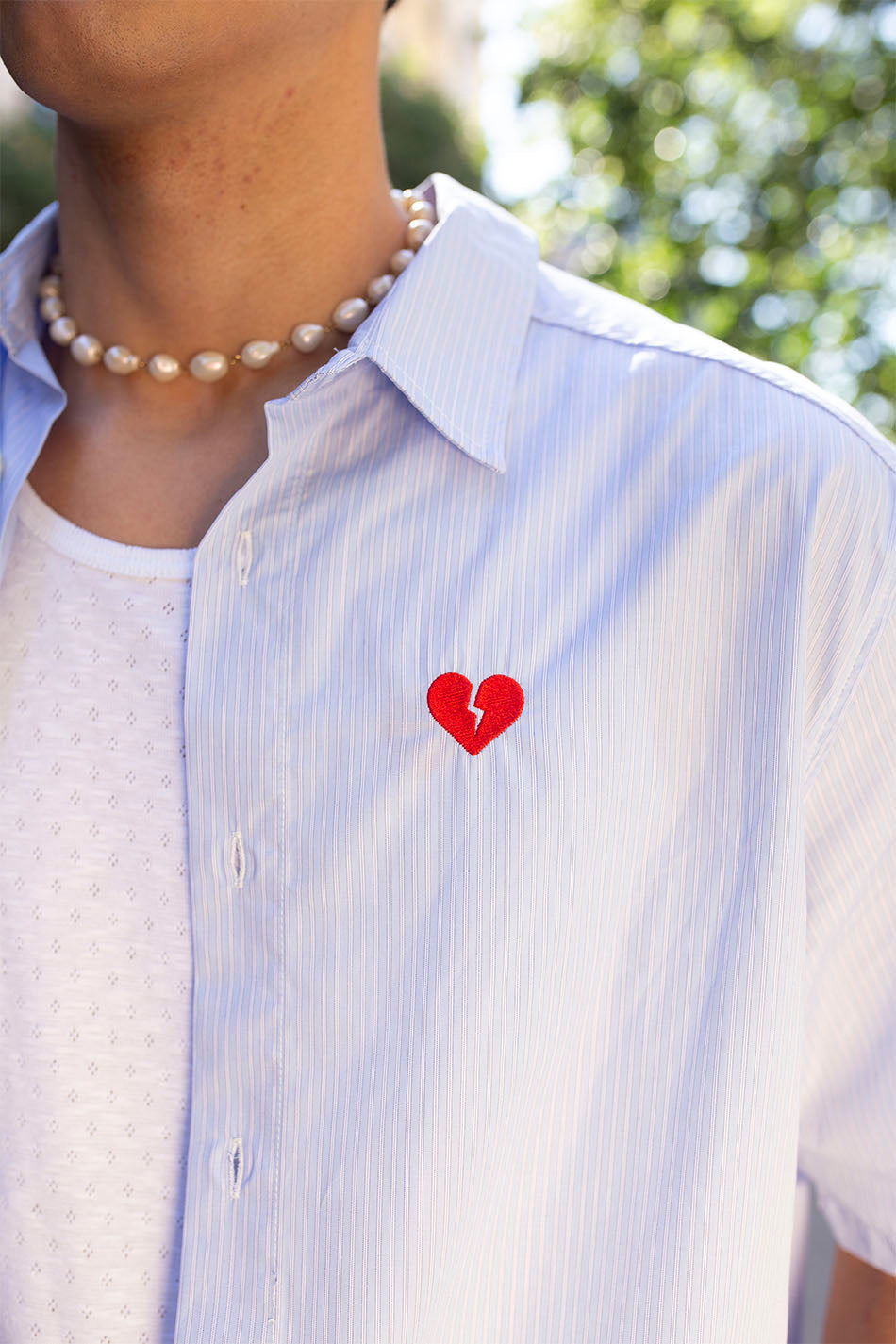 Loui Heart Chemise Bleu/ Blanc