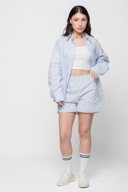 Streifenshirt Dark People Blau/ Weiß