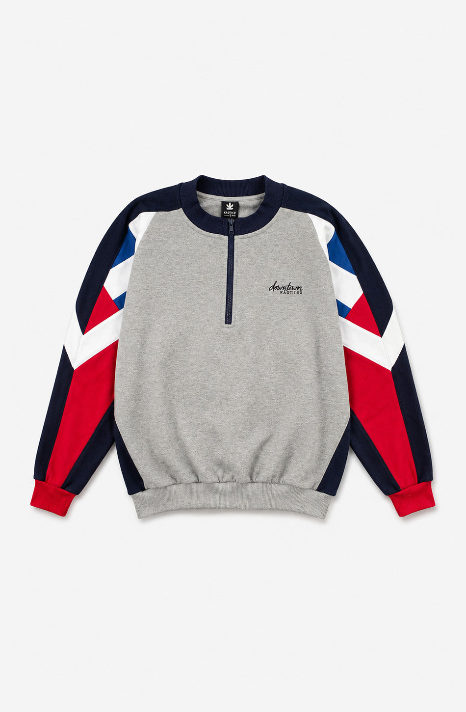 Sudadera Keoni Gray Navy Red unisex con diseño color block Kaotiko BCN