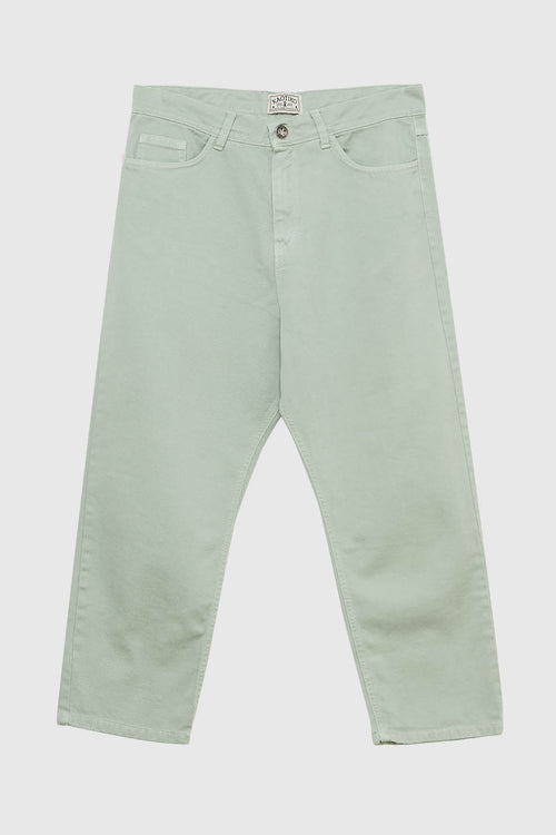 Pantalon Regular Cropped Denim Vert